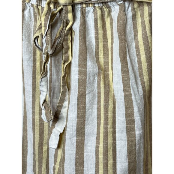 Mlle Gabrielle Plus 2X Cropped Pants Yellow White Striped High Rise Cotton - Picture 4 of 14